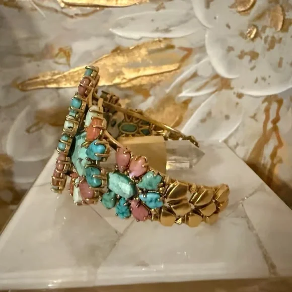 Kendra Scott Turquoise and Pink Gem Brooch - Picture 2 of 4